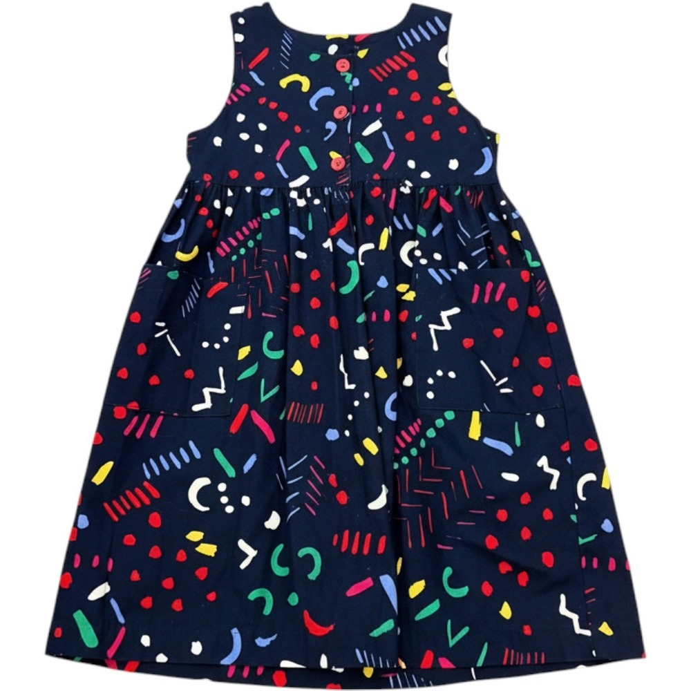 Hanna Andersson Dress Kids 120 Navy Blue Multicolor Abstract Geometric Cotton